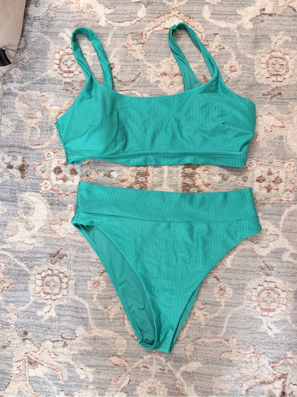 aerie Ribbed Bikini Set in Teal Green